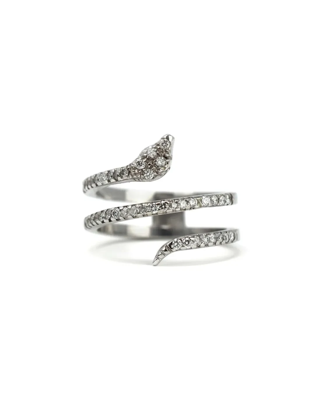 Anello in oro bianco e brillanti a serpente