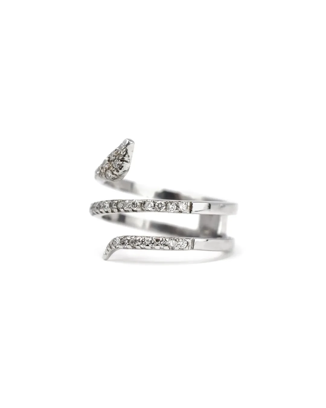 Anello in oro bianco e brillanti a serpente