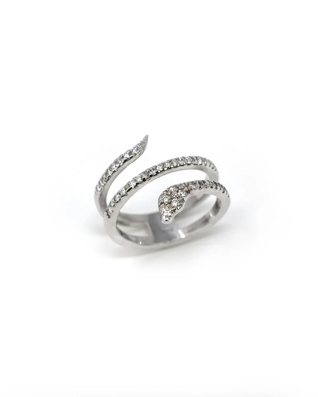 Anello in oro bianco e brillanti a serpente