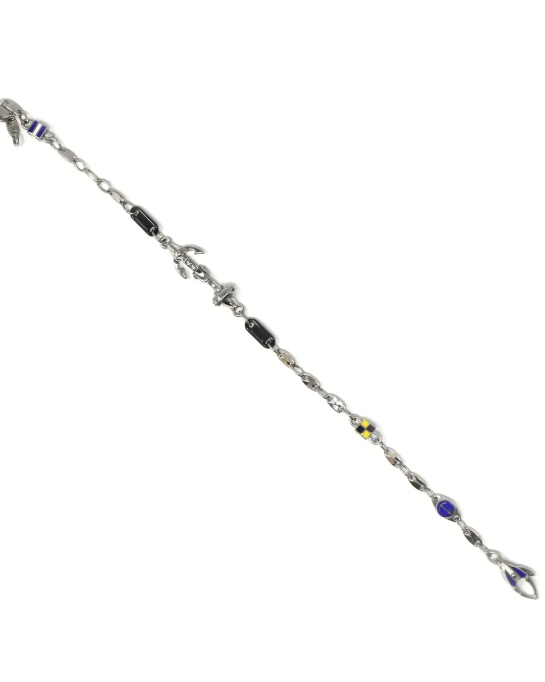 Bracciale uomo maglia marina in argento con targhetta