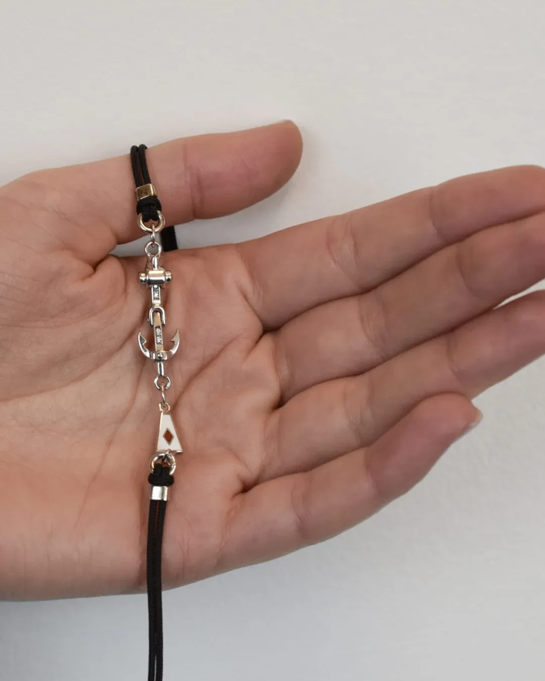Bracciale uomo in argento con maglia marina