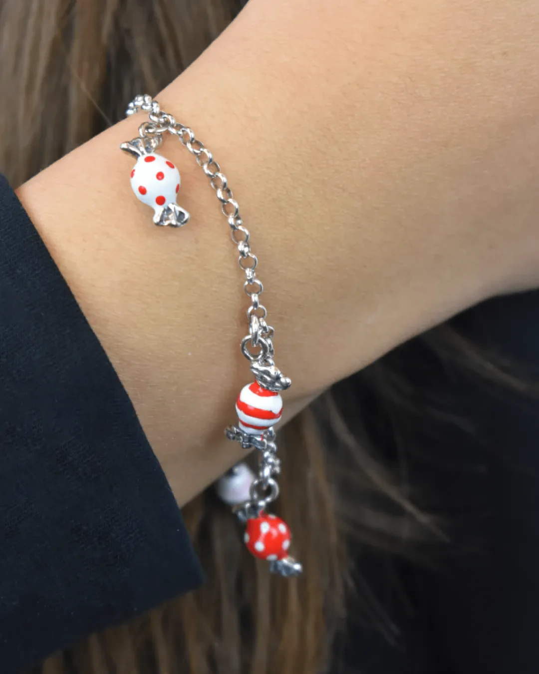 Bracciale con ciondoli caramella in argento