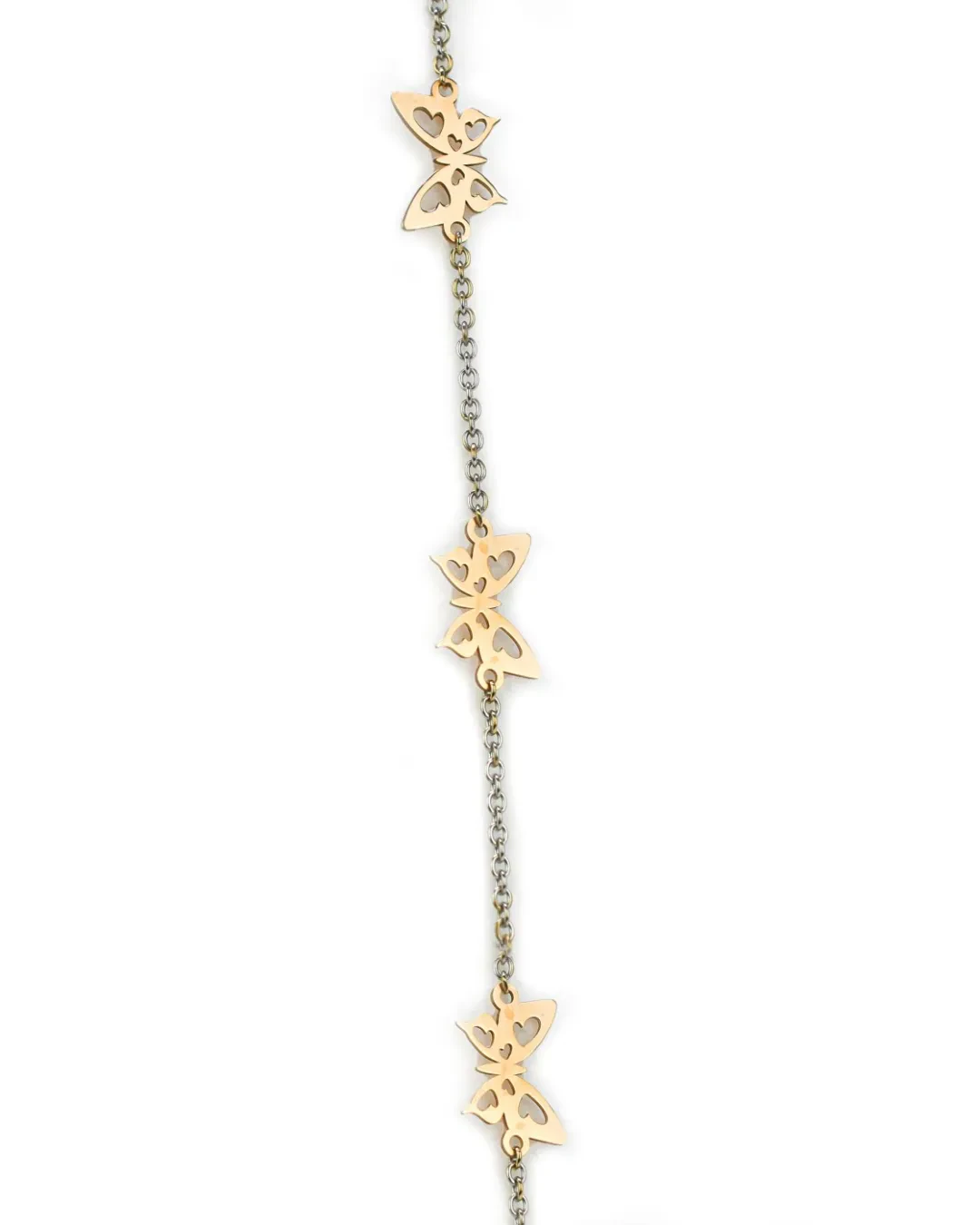 Braccialetto farfalle in oro bianco e rosa