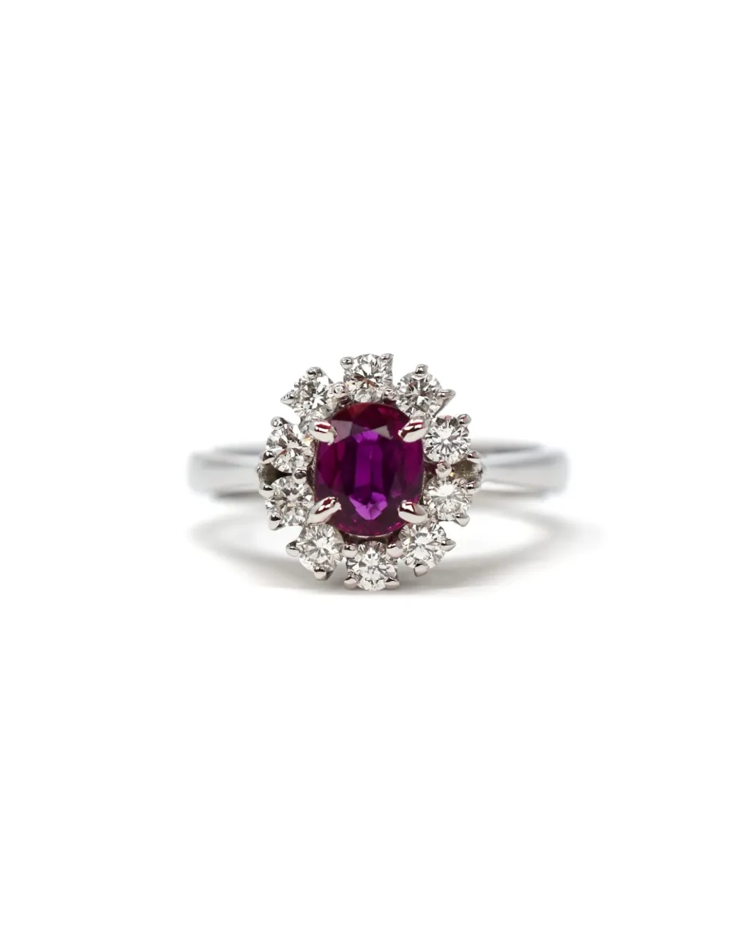 Anello cestino con brillanti e rubino da 1,05 ct