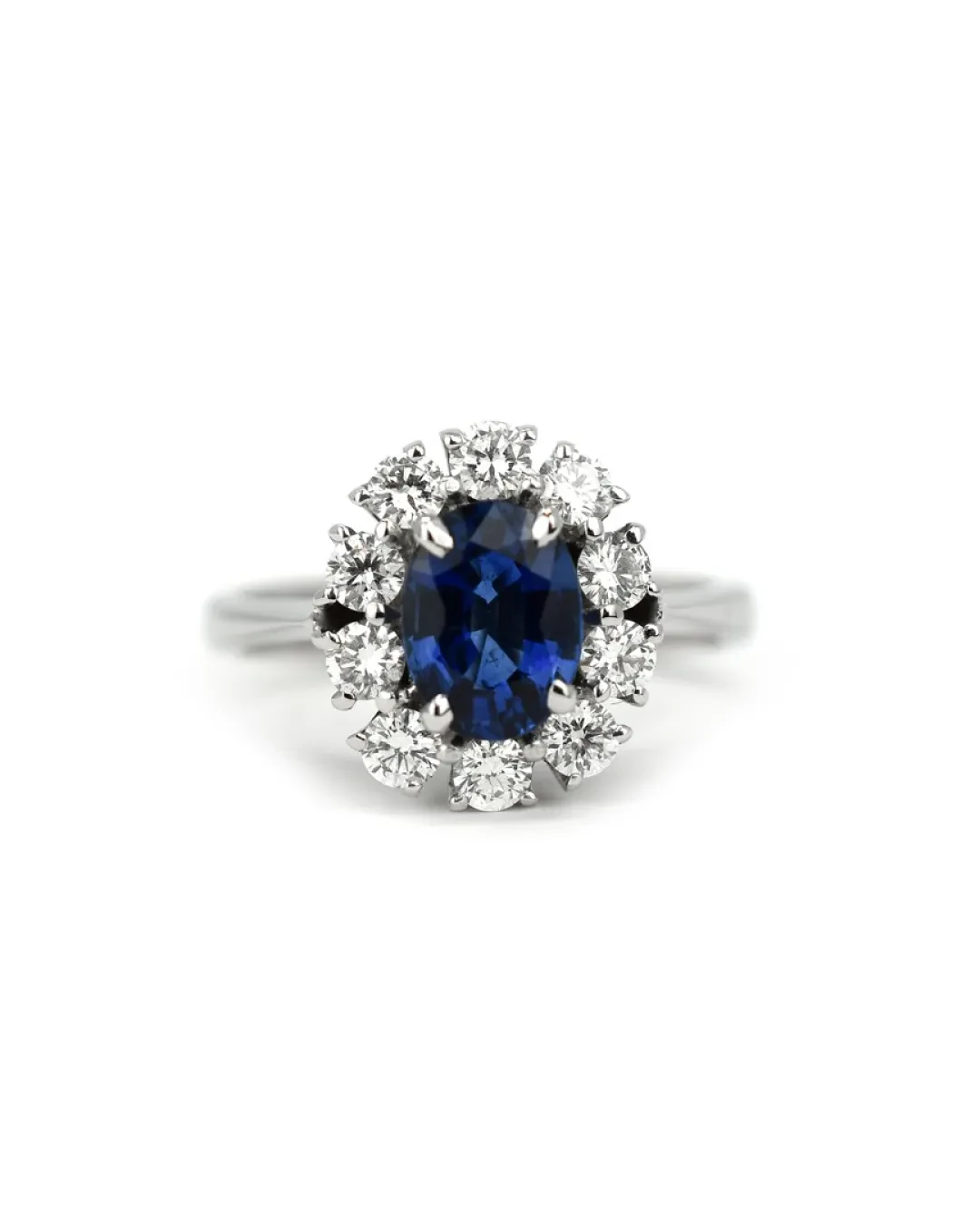 Anello cestino zaffiro 1,55 ct e brillanti