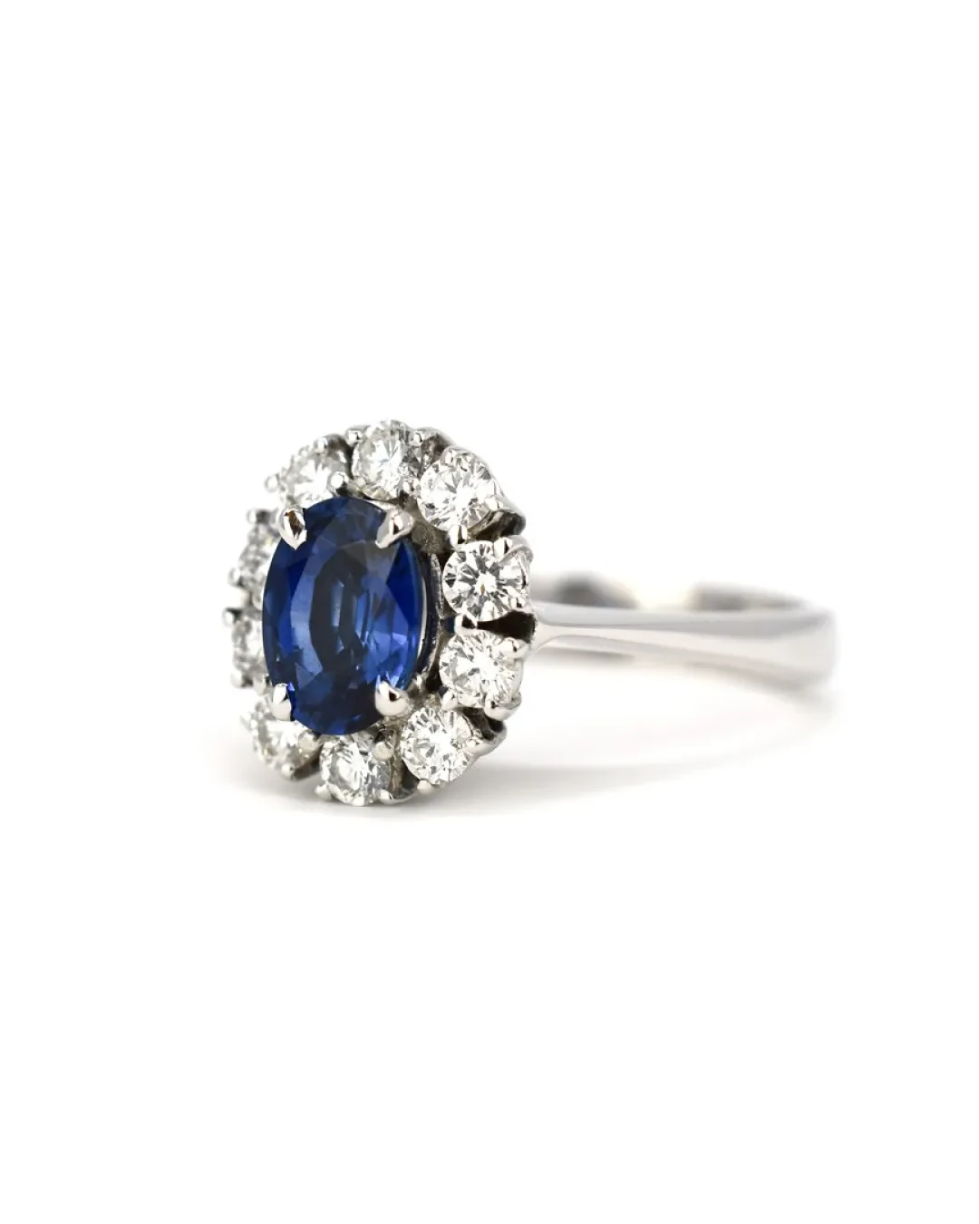 Anello cestino zaffiro 1,55 ct e brillanti