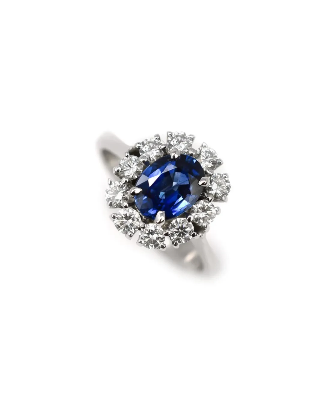 Anello cestino zaffiro 1,55 ct e brillanti