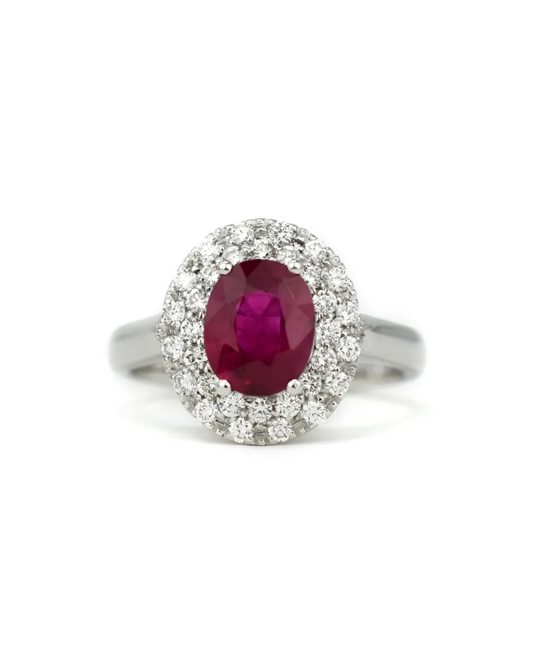 Anello con rubino 1,58 carati e brillanti