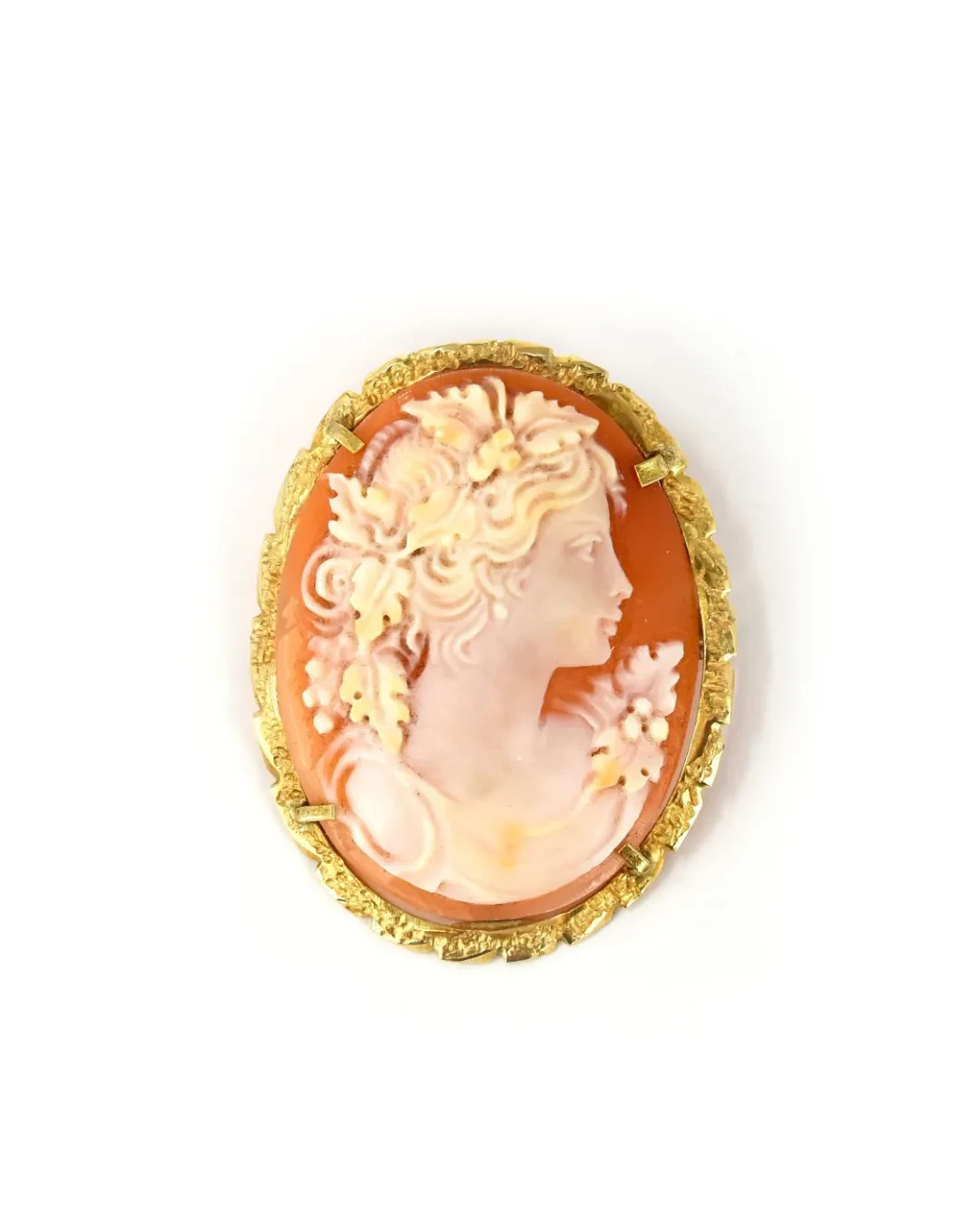 Cameo spilla e pendente in oro giallo