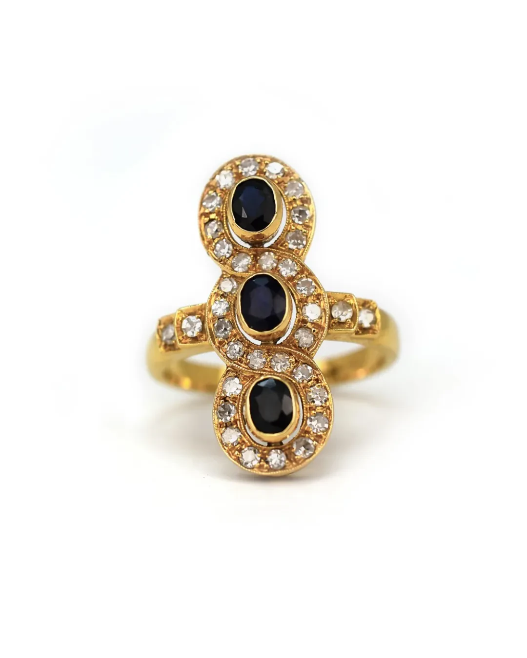 Anello vintage zaffiri e brillanti