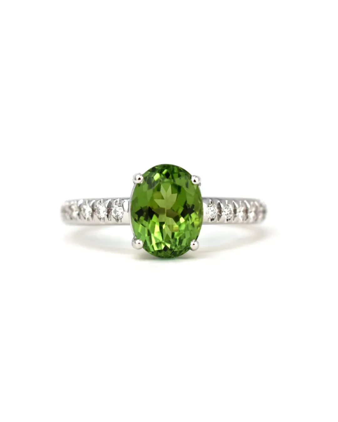 Anello tormalina verde brasiliana 2,41 e brillanti