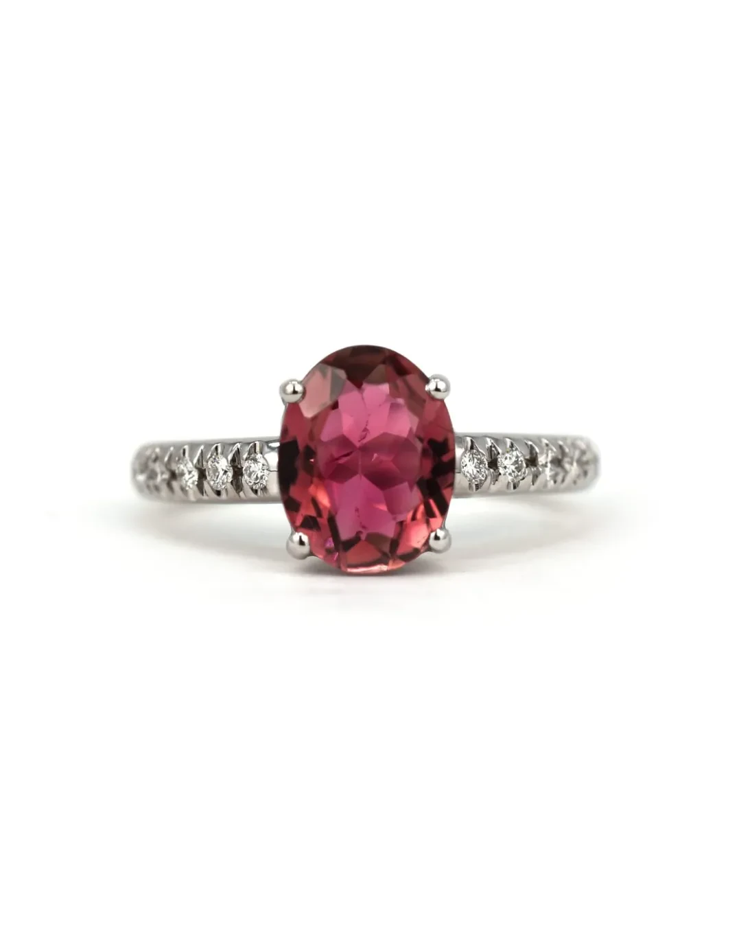 Anello tormalina rosa brasiliana 1,62 ct e brillanti