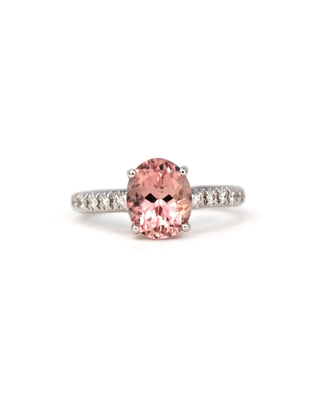 Anello tormalina rosa brasiliana 2,27 ct e brillanti