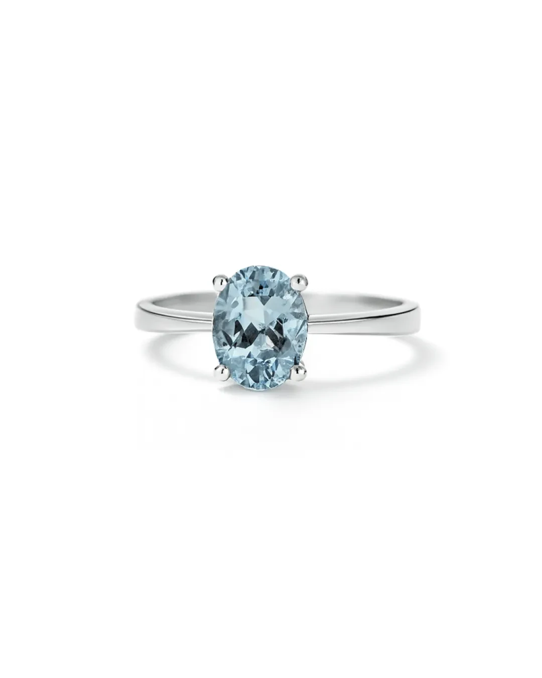 Anello oro bianco con Acquamarina a taglio ovale