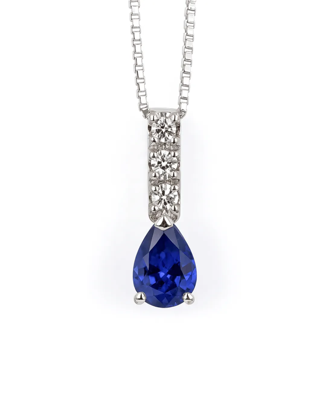 Girocollo con Zaffiro a goccia e brillanti 0,08 ct.