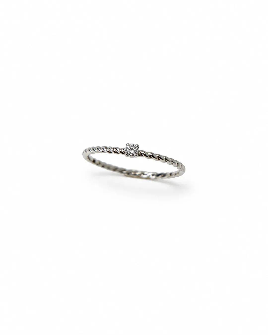 Anello solitario gambo intrecciato