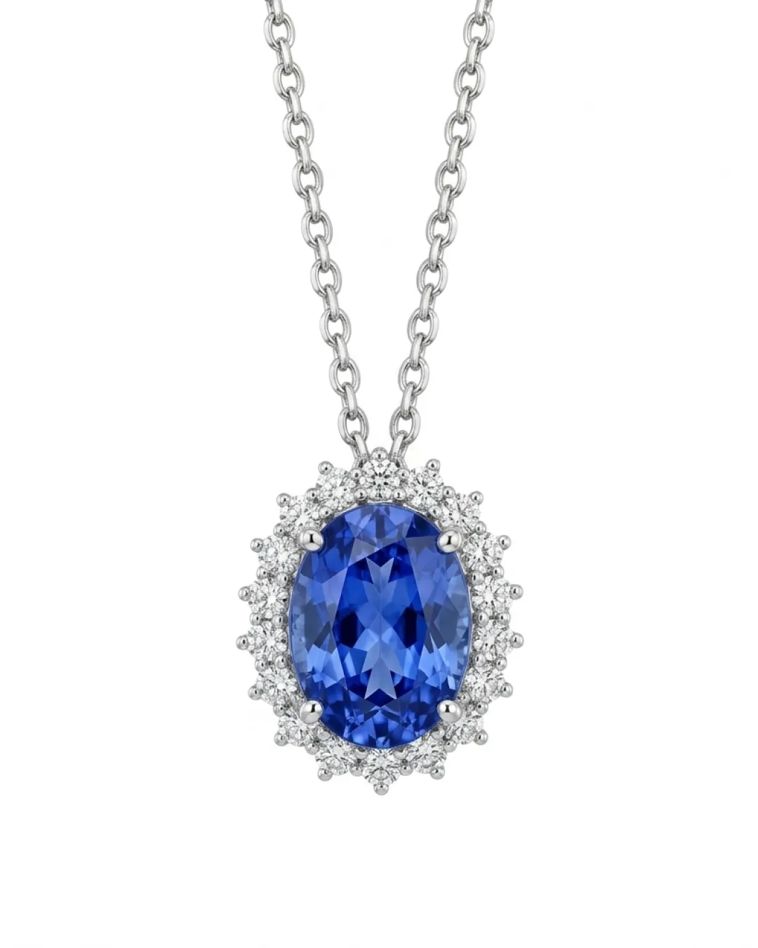 Girocollo oro bianco con tanzanite 1,77 ct e diamanti