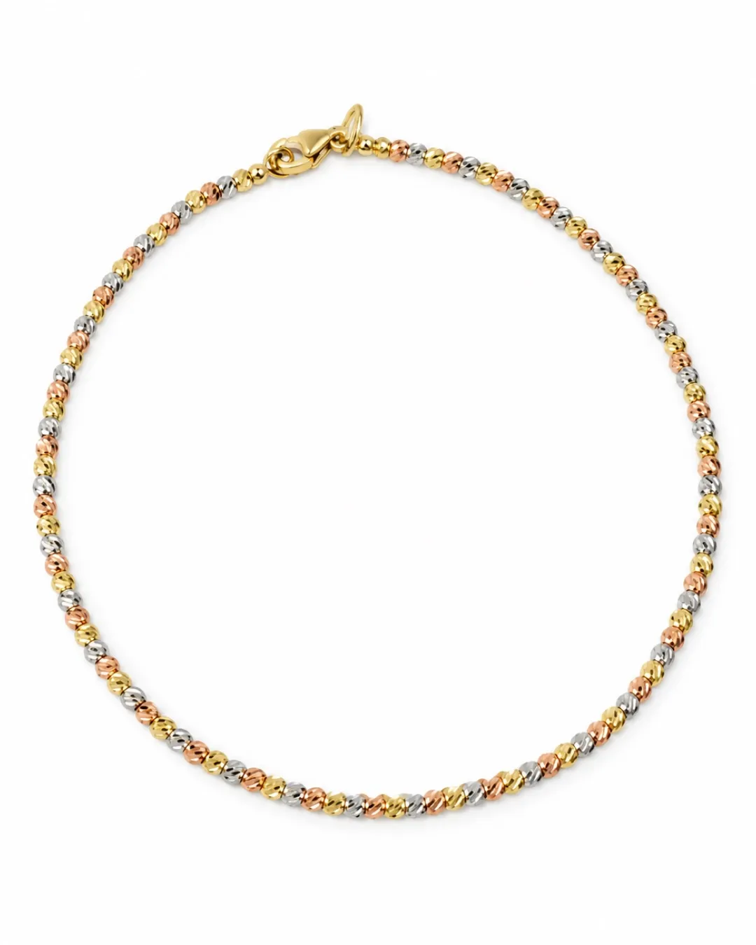 Bracciale oro tricolore con sfere diamantate
