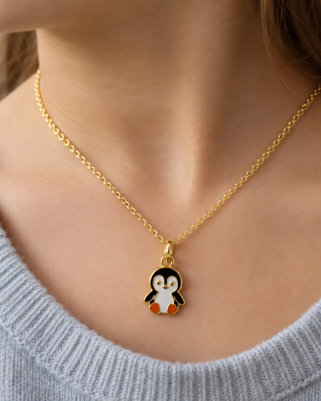 Collana bambini pinguino in argento