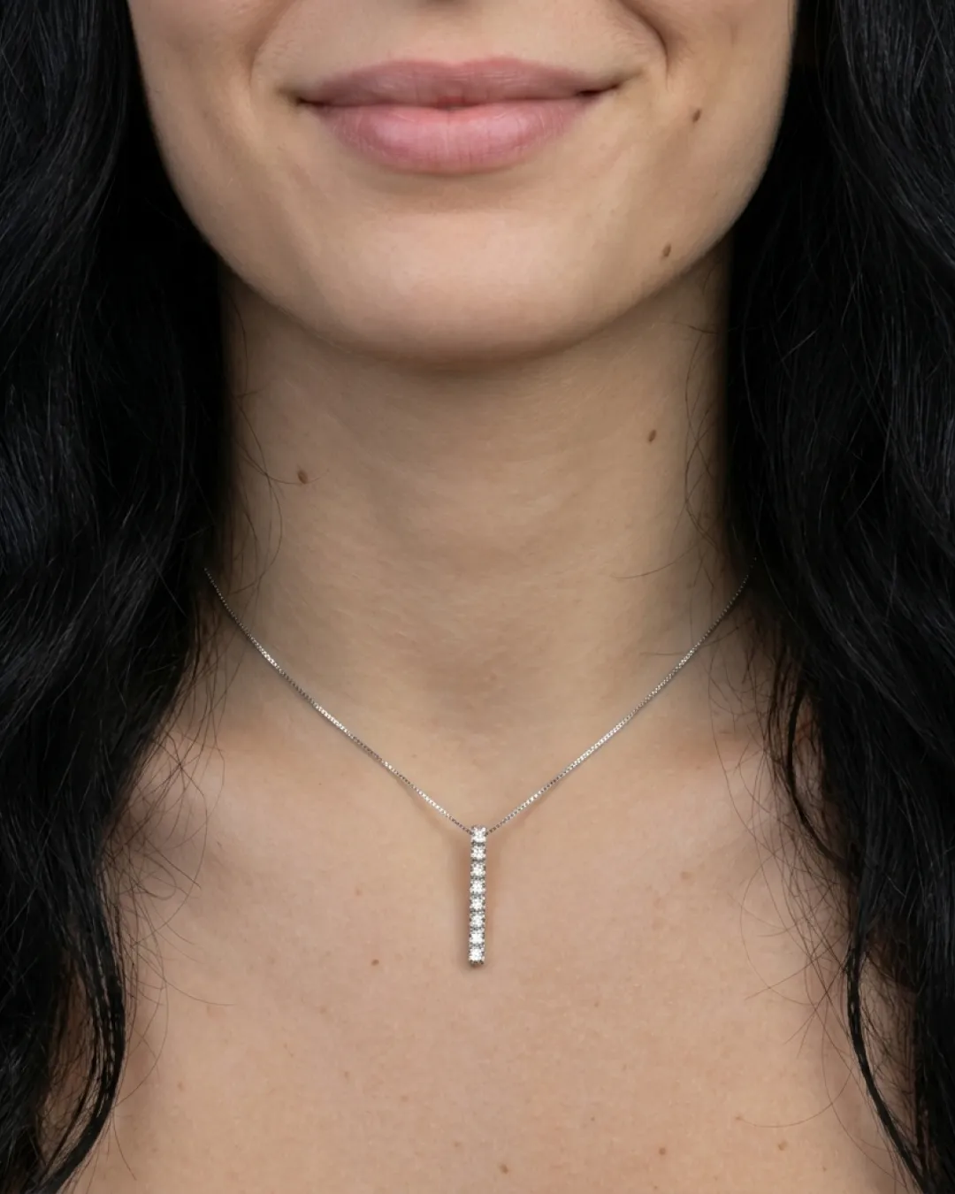 Collana ciondolo fiammifero di diamanti