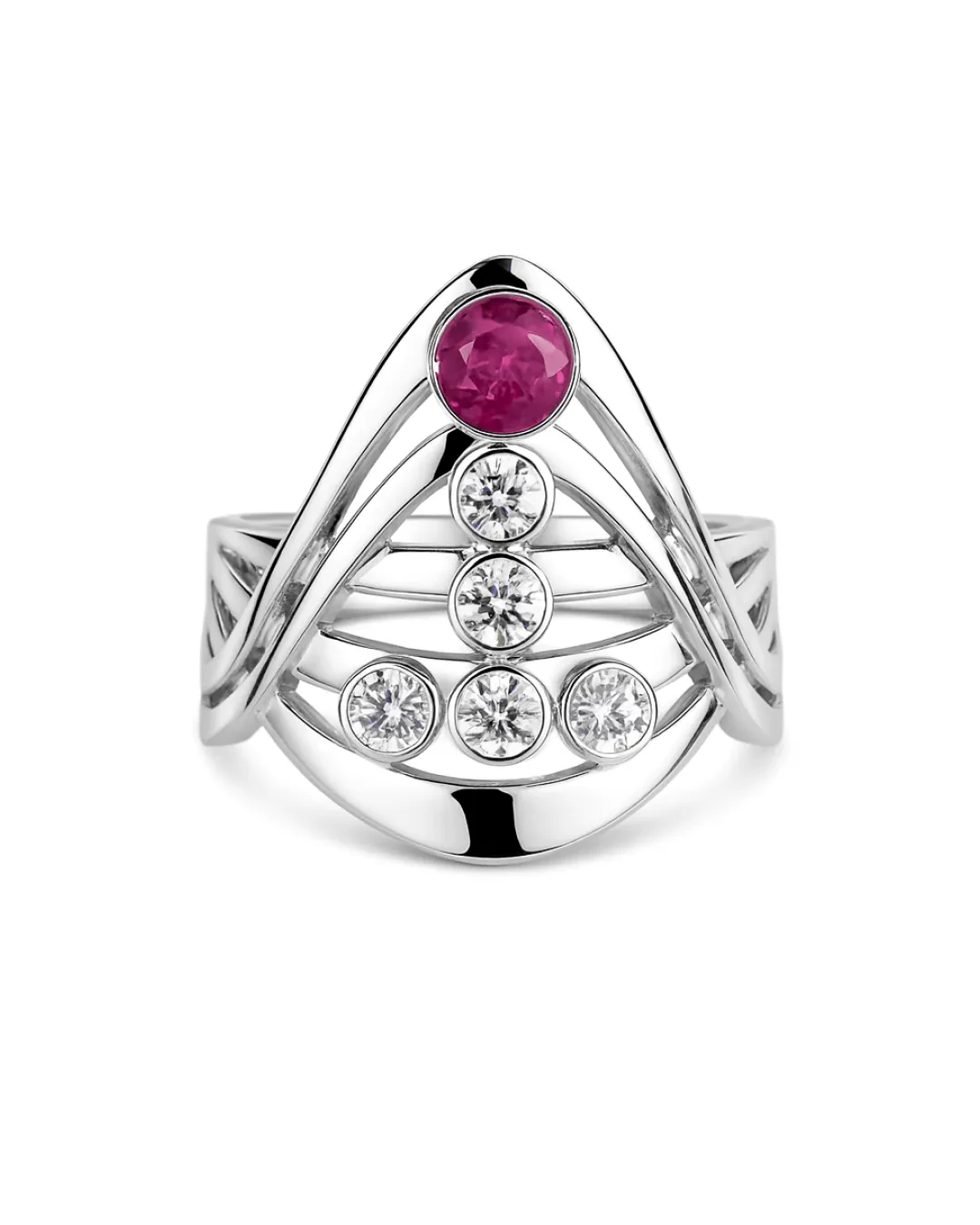 Anello fantasia rubino e brillanti