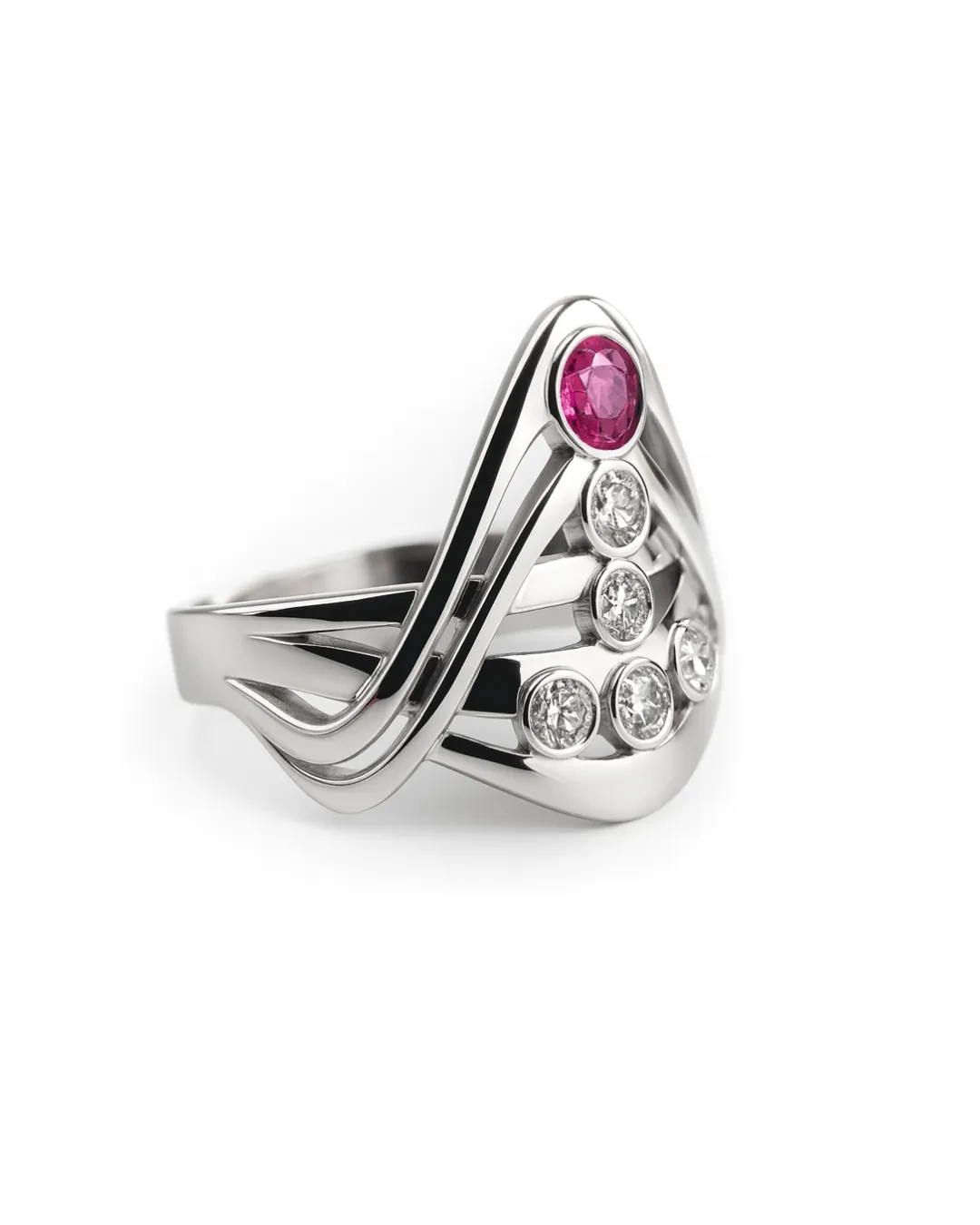 Anello fantasia rubino e brillanti