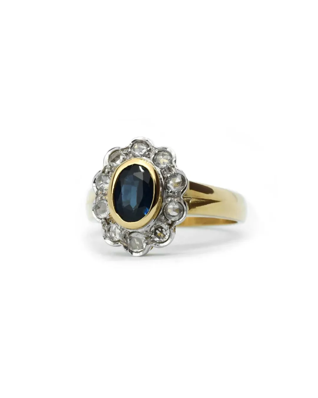 Anello vintage a fiore zaffiro rose di diamante