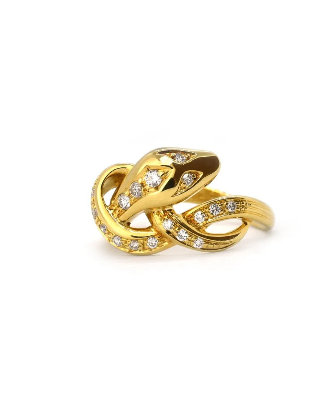 Anello serpente in oro giallo e brillanti