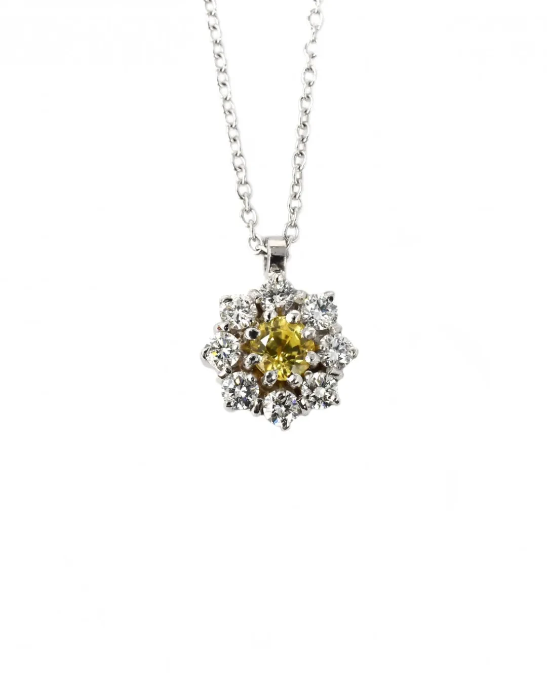 Ciondolo fiore diamante giallo 0,29 ct