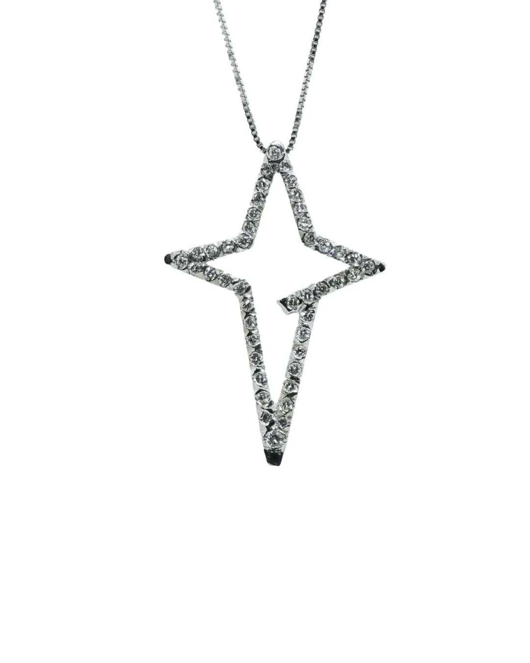 Ciondolo pendente silhouette croce con diamanti