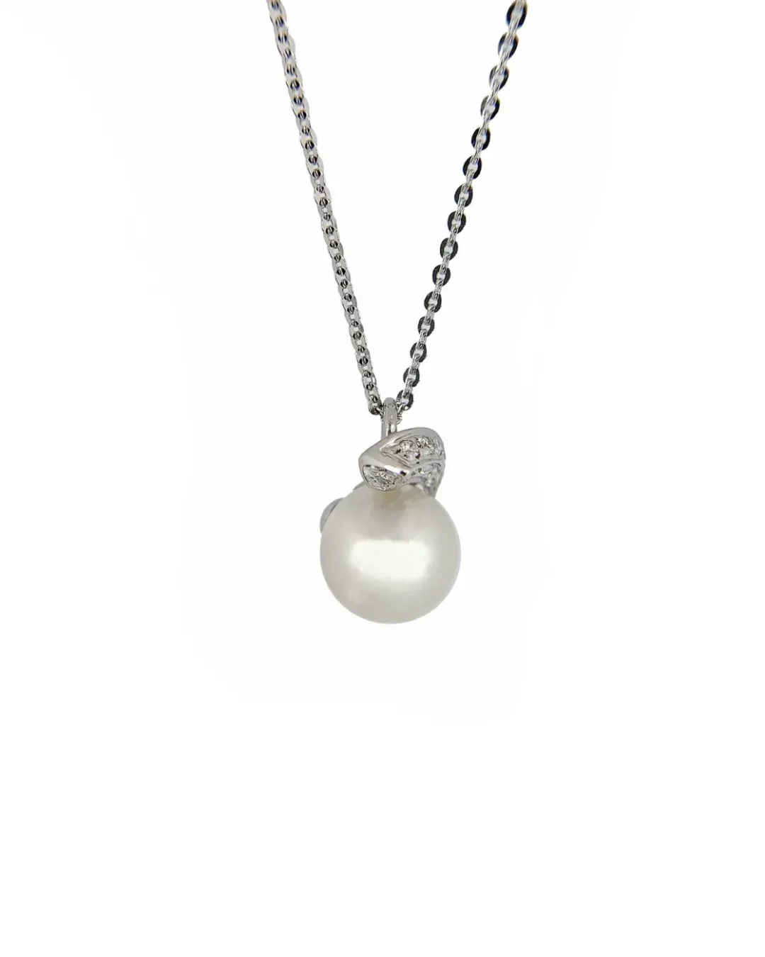 Collana ciondolo pendente con perla di fiume e brillanti