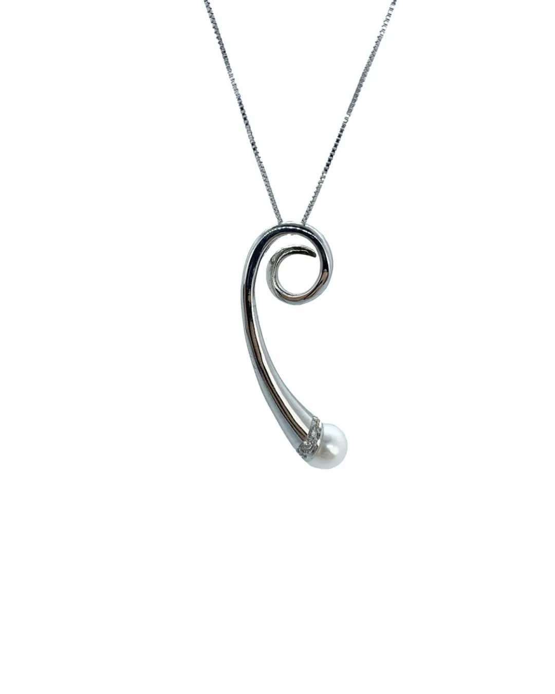 Collana pendente fantasia con perla e brillanti