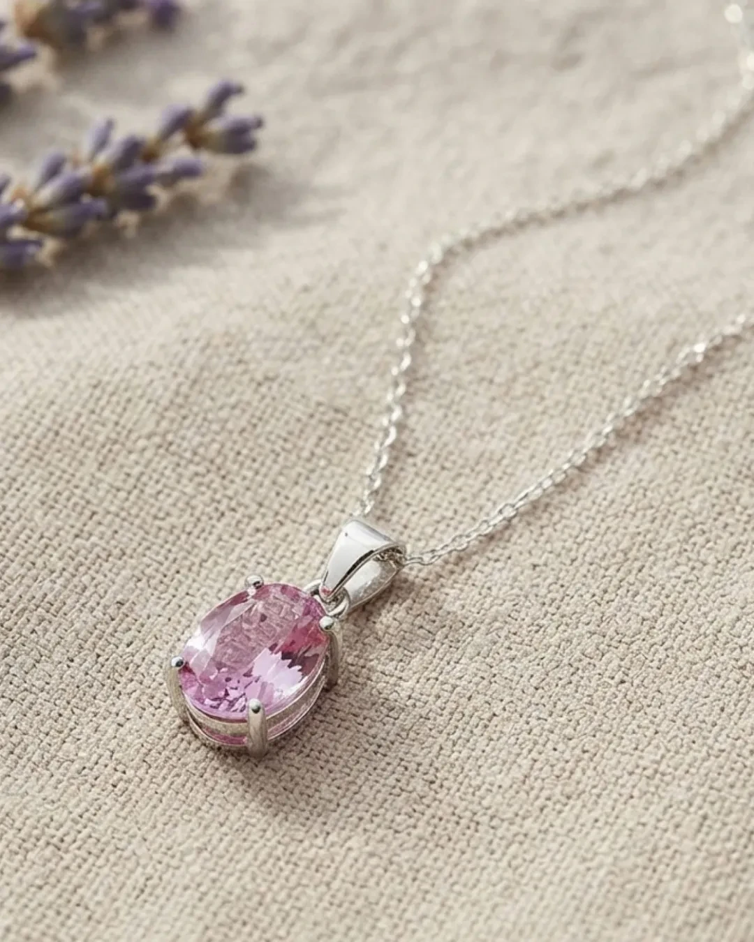 Collana con pendente quarzo rosa