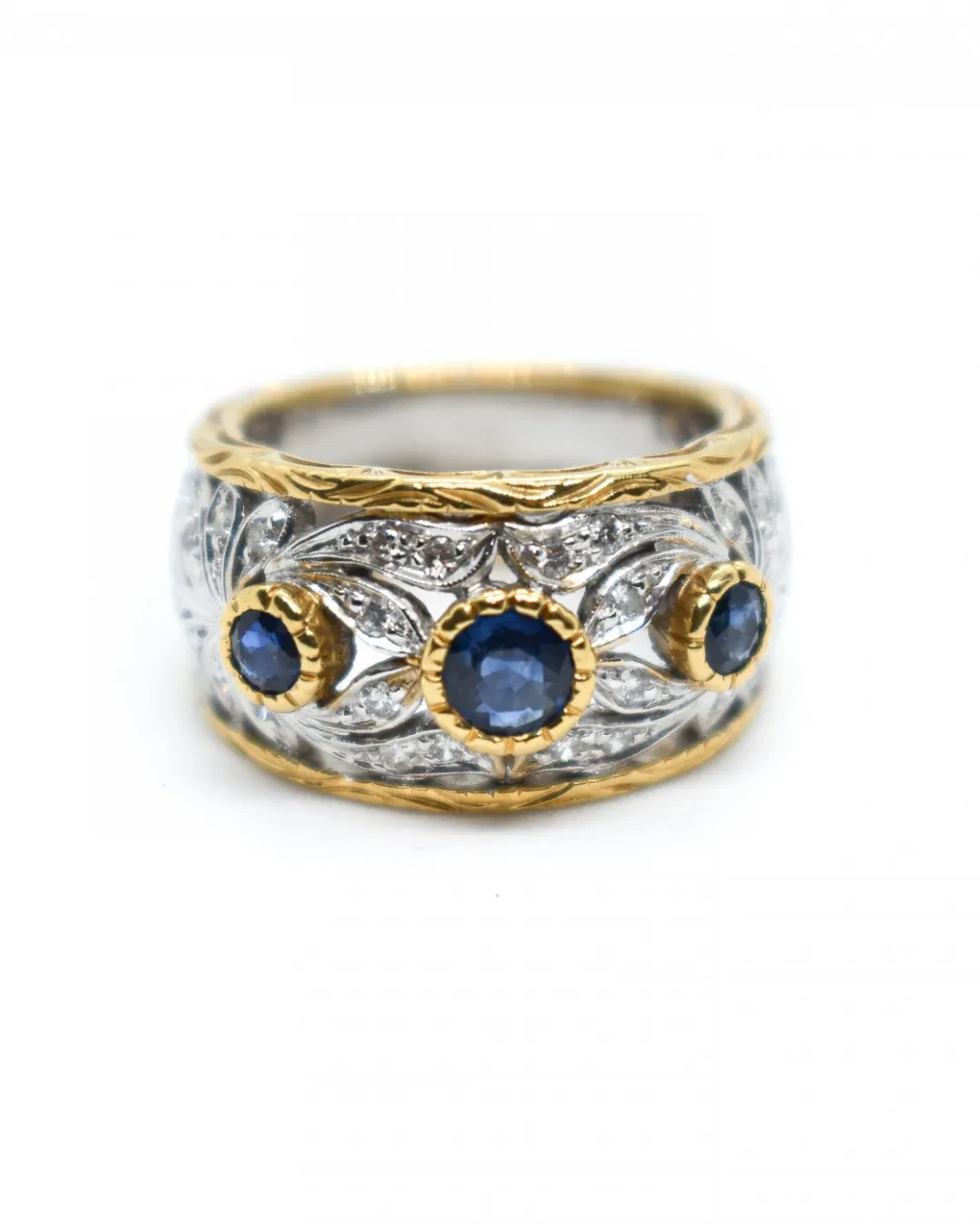 Anello vintage zaffiro e brillanti