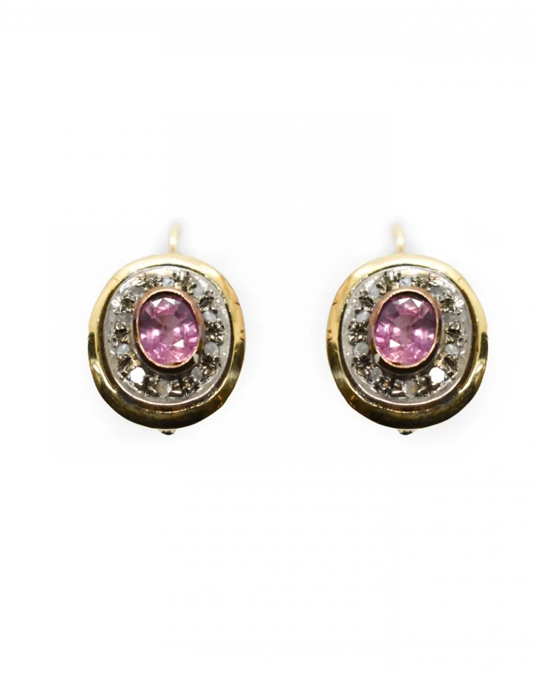 Orecchini in stile antico con rubini e rose di diamante