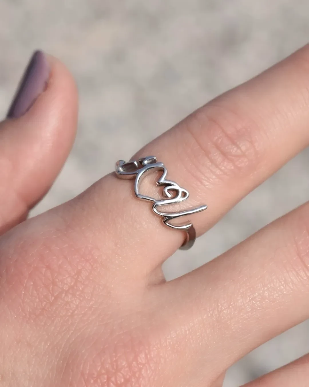 Anello Argento 925 scritta calligrafica "I love you"