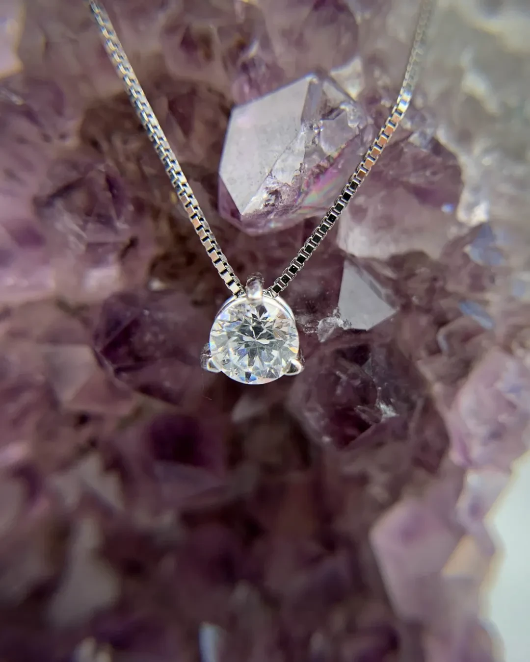 Collana punto luce zircone e oro bianco
