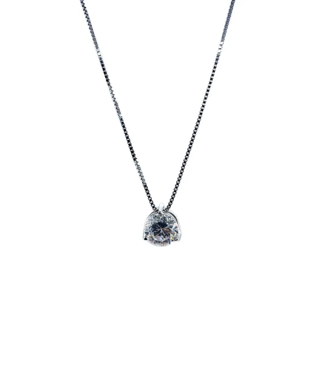 Collana punto luce zircone e oro bianco
