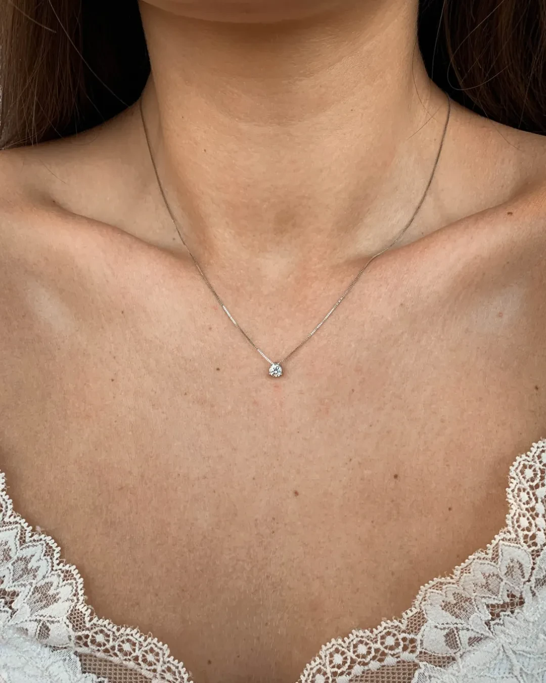 Collana punto luce zircone e oro bianco