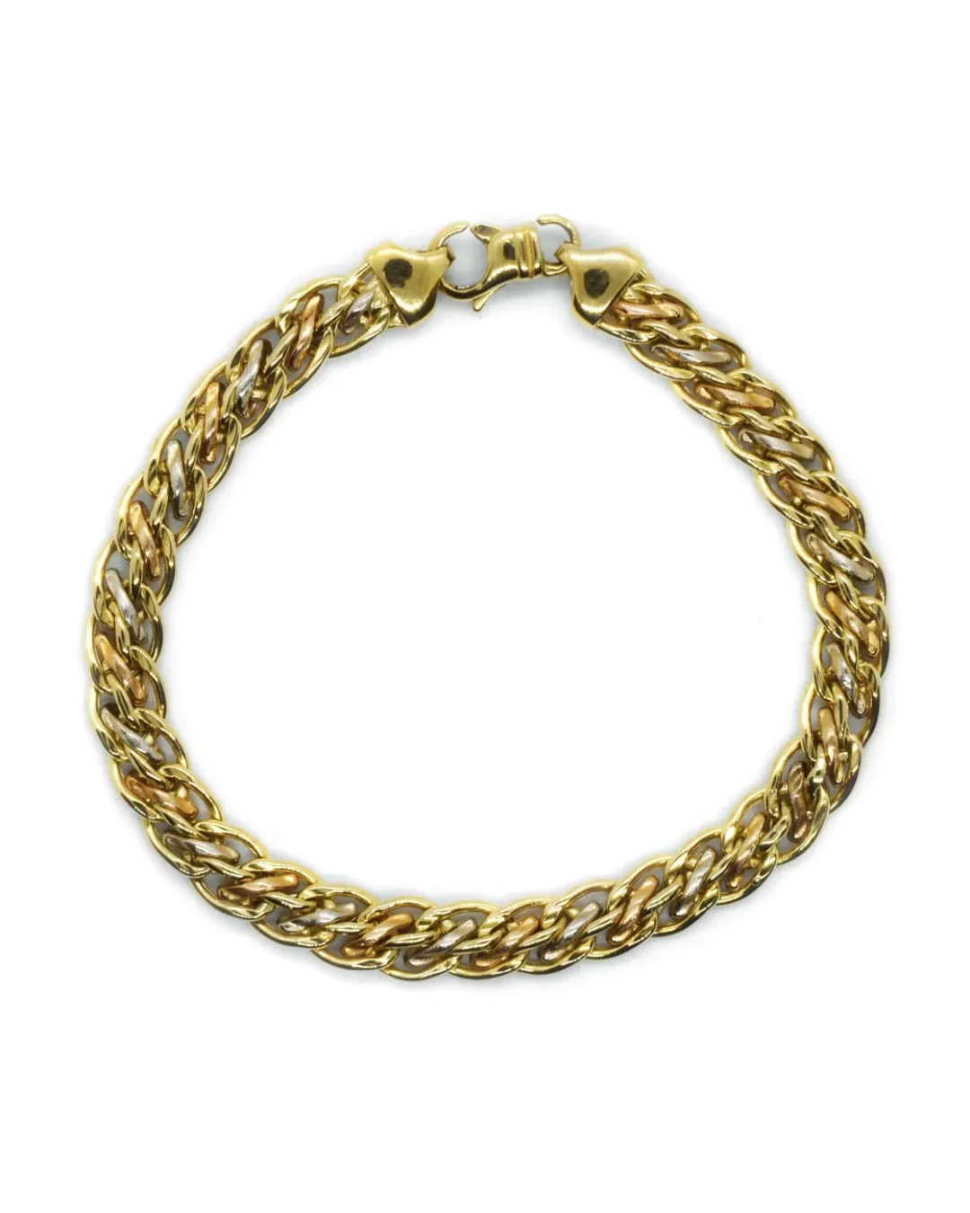 Bracciale lavorato in oro con maglie intrecciate