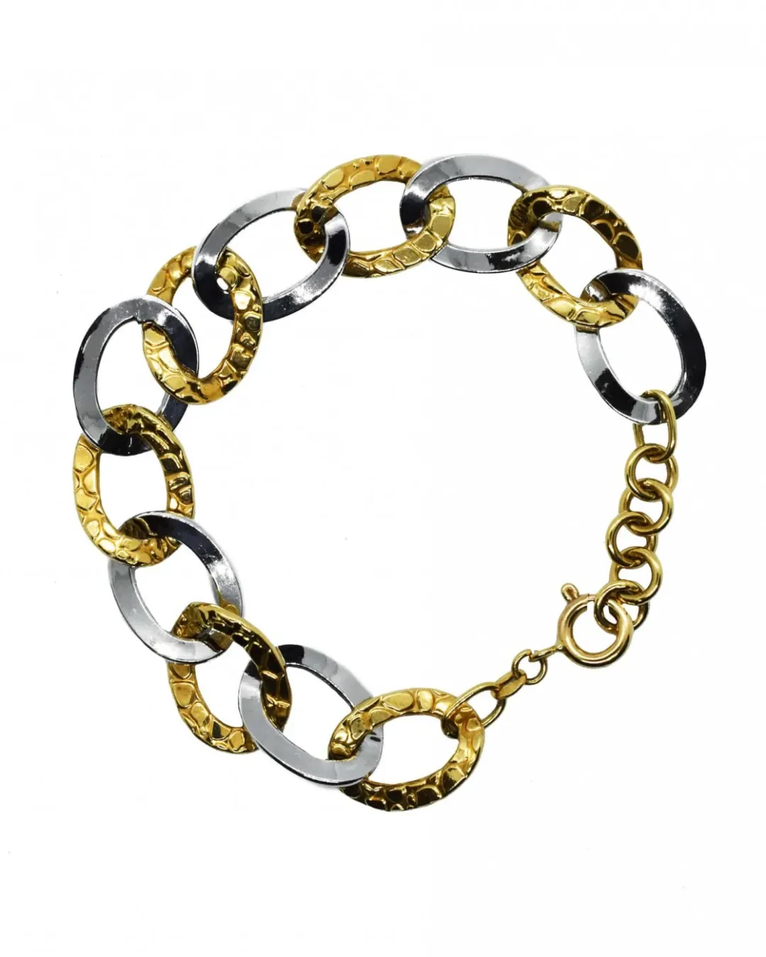 Bracciale catena oro bianco e oro giallo
