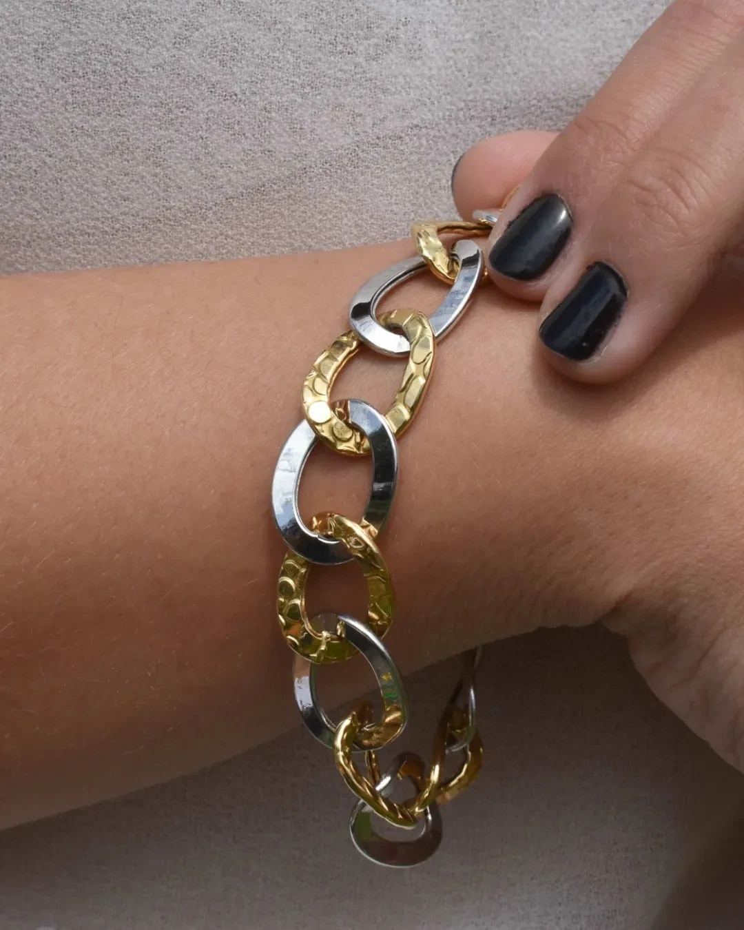 Bracciale catena oro bianco e oro giallo