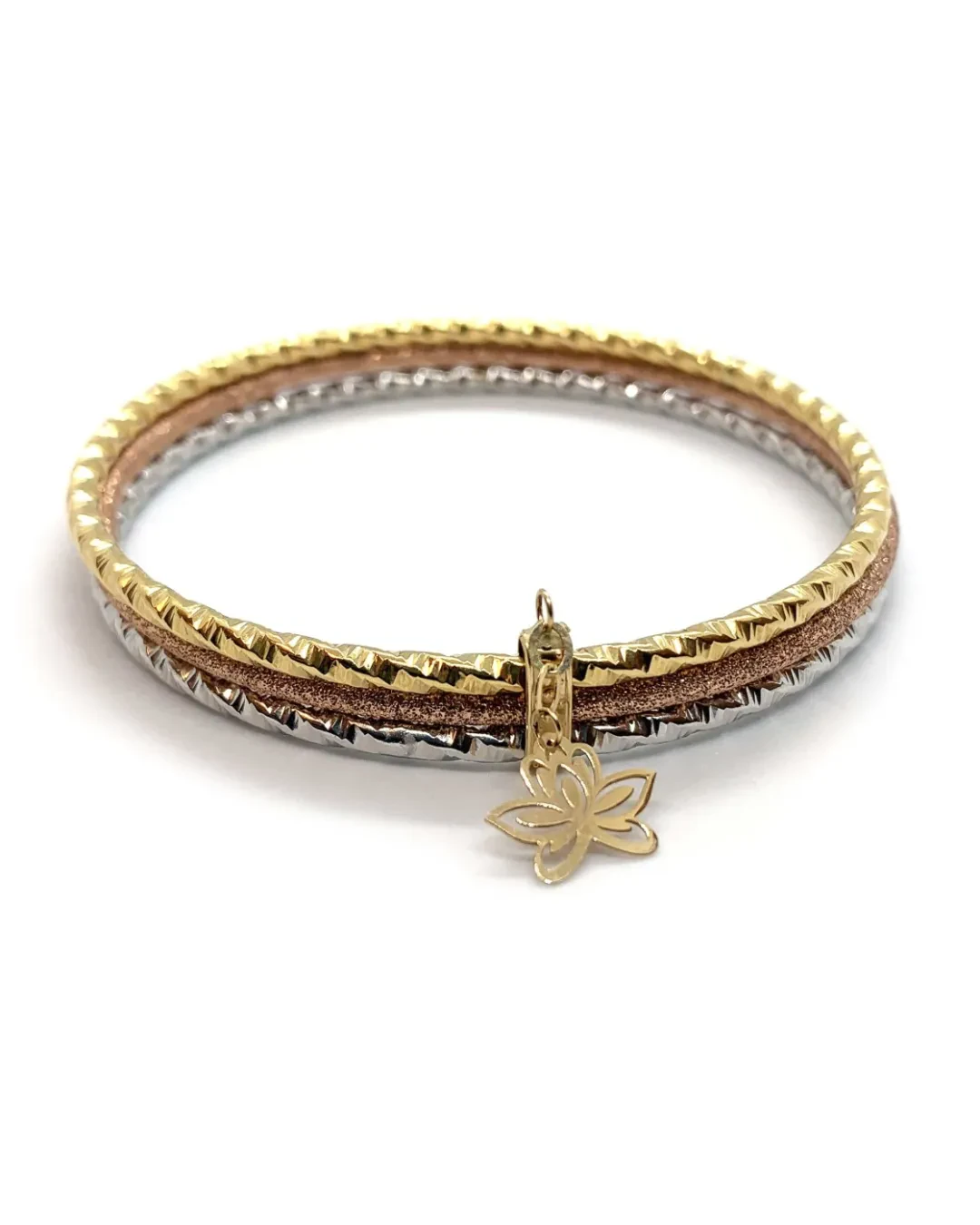 Braccialetti tre cerchi uniti rigidi lavorati