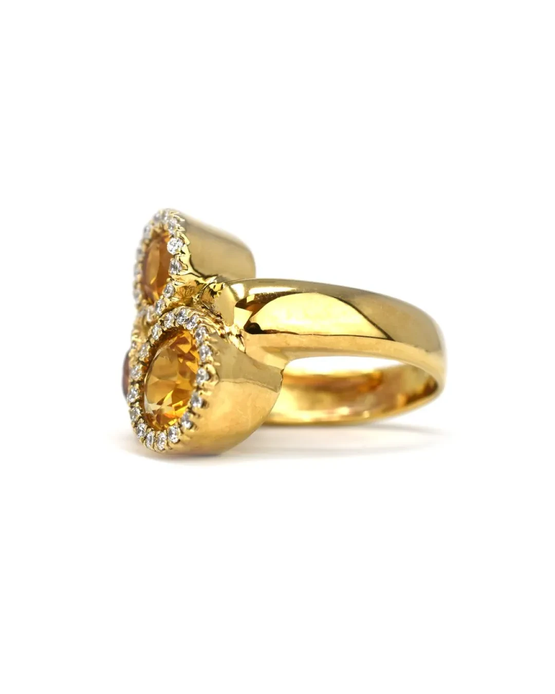Anello con quarzi gialli e brillanti