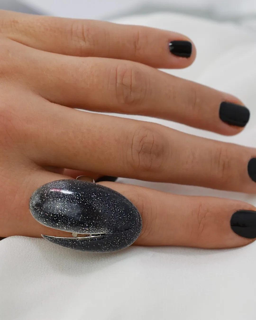 Anello fantasia rodio nero