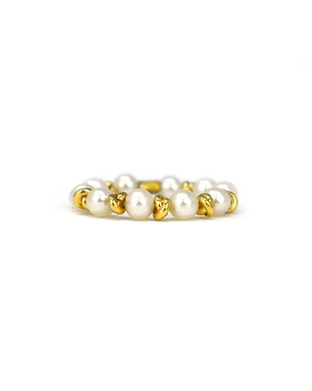 Anello perle di fiume a argento dorato