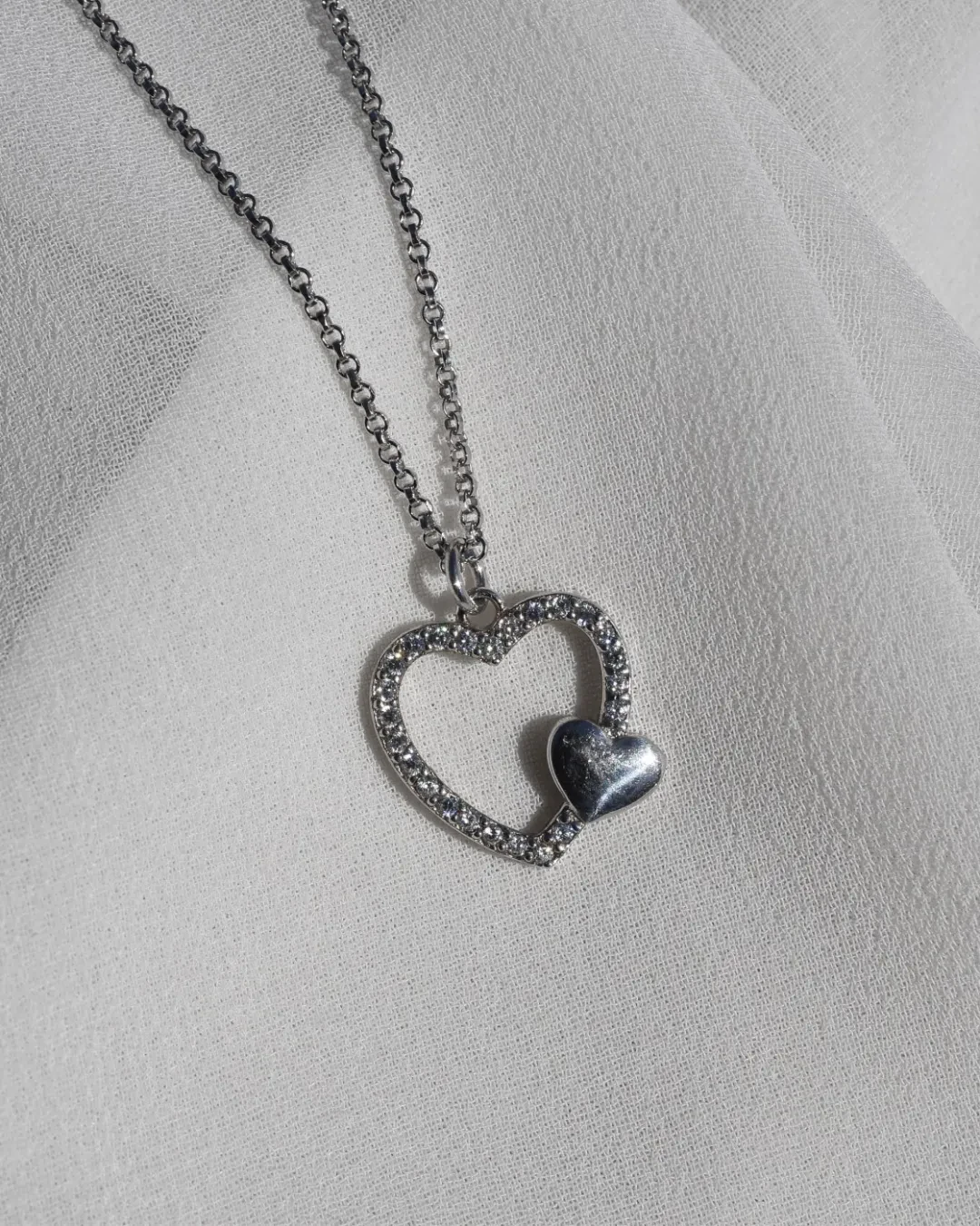 Collana cuore con zirconi