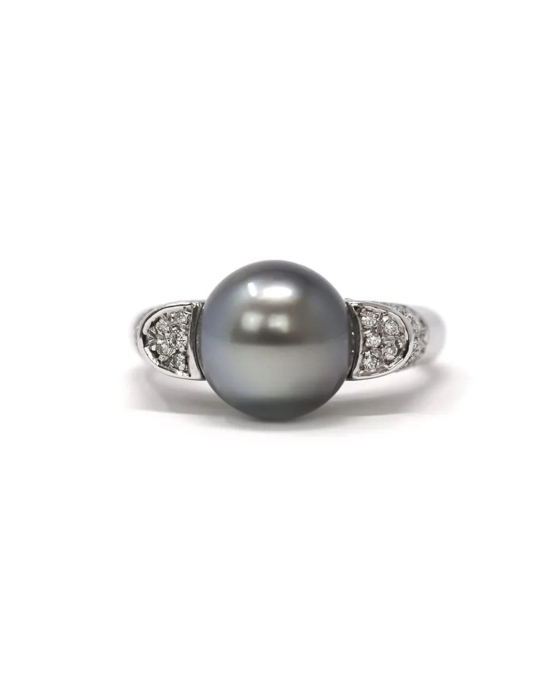 Anello con Perla Tahiti da 9,8 mm e brillanti